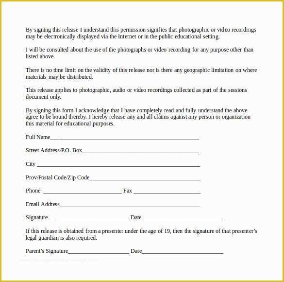 Free General Release form Template Of 8 General Release forms – Samples Examples & formats