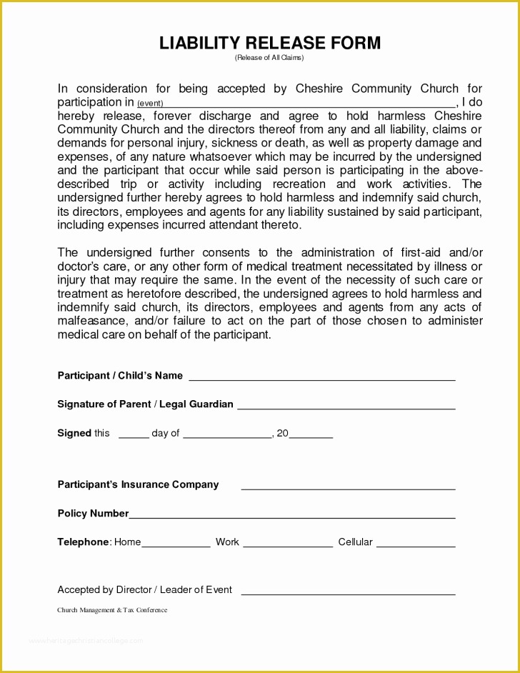 Free General Release form Template Of form Injury Waiver form