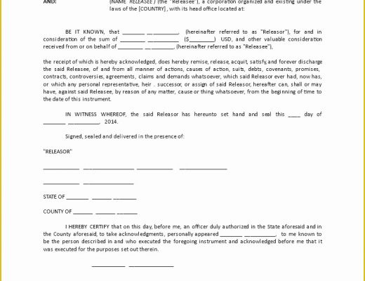 Free General Release form Template Of Free General Release form