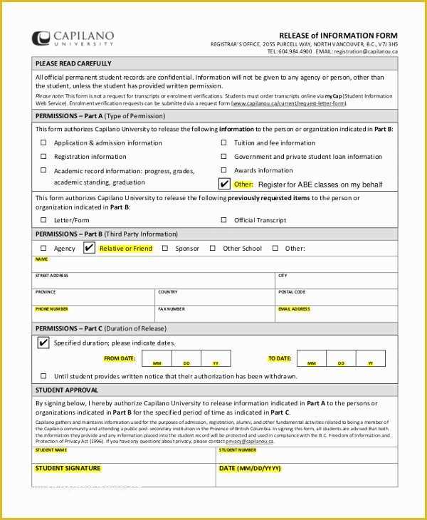 Free General Release form Template Of Sample Release Of Information form 12 Free Documents In Pdf