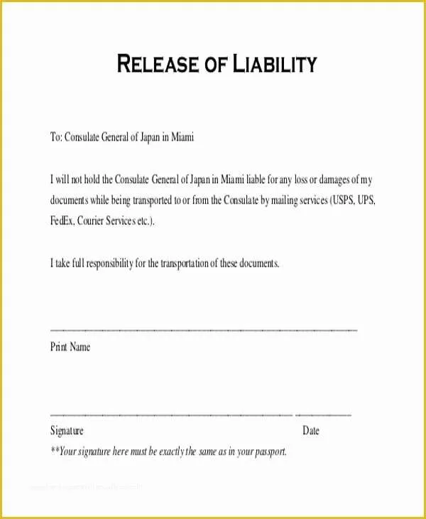 Free General Release form Template Of Sample Release Of Liability form 11 Free Documents In