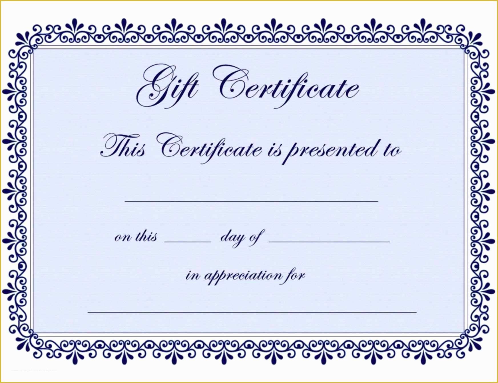 Free Gift Certificate Template Word Of Free Printable Gift Certificate Template Word Template