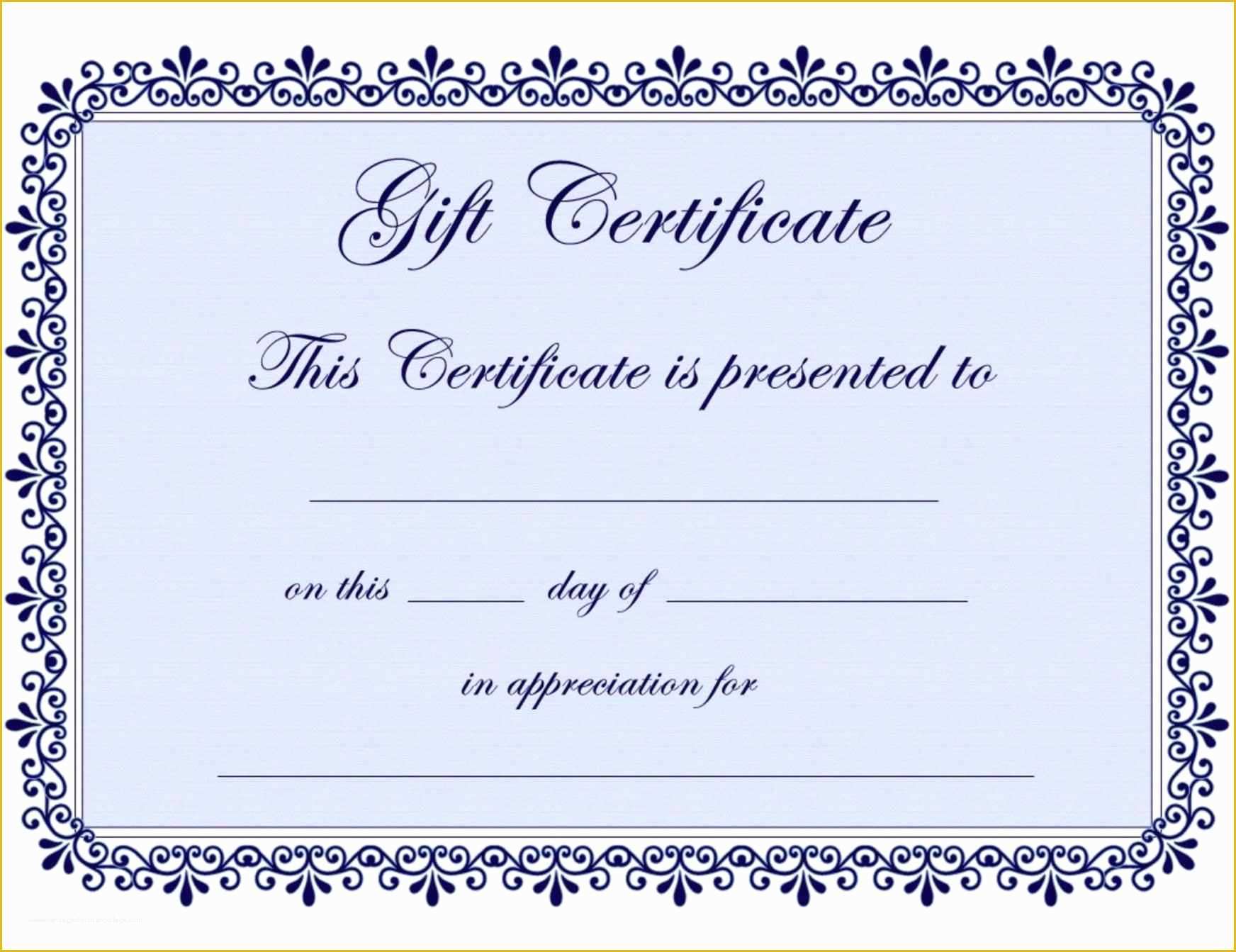 Free Gift Certificate Template Word Of Free Printable Gift Certificate Template Word Template