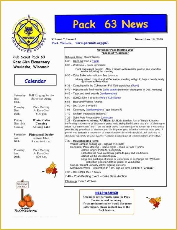 Free Google Newsletter Templates Of Cub Scout Newsletter Template Google Search