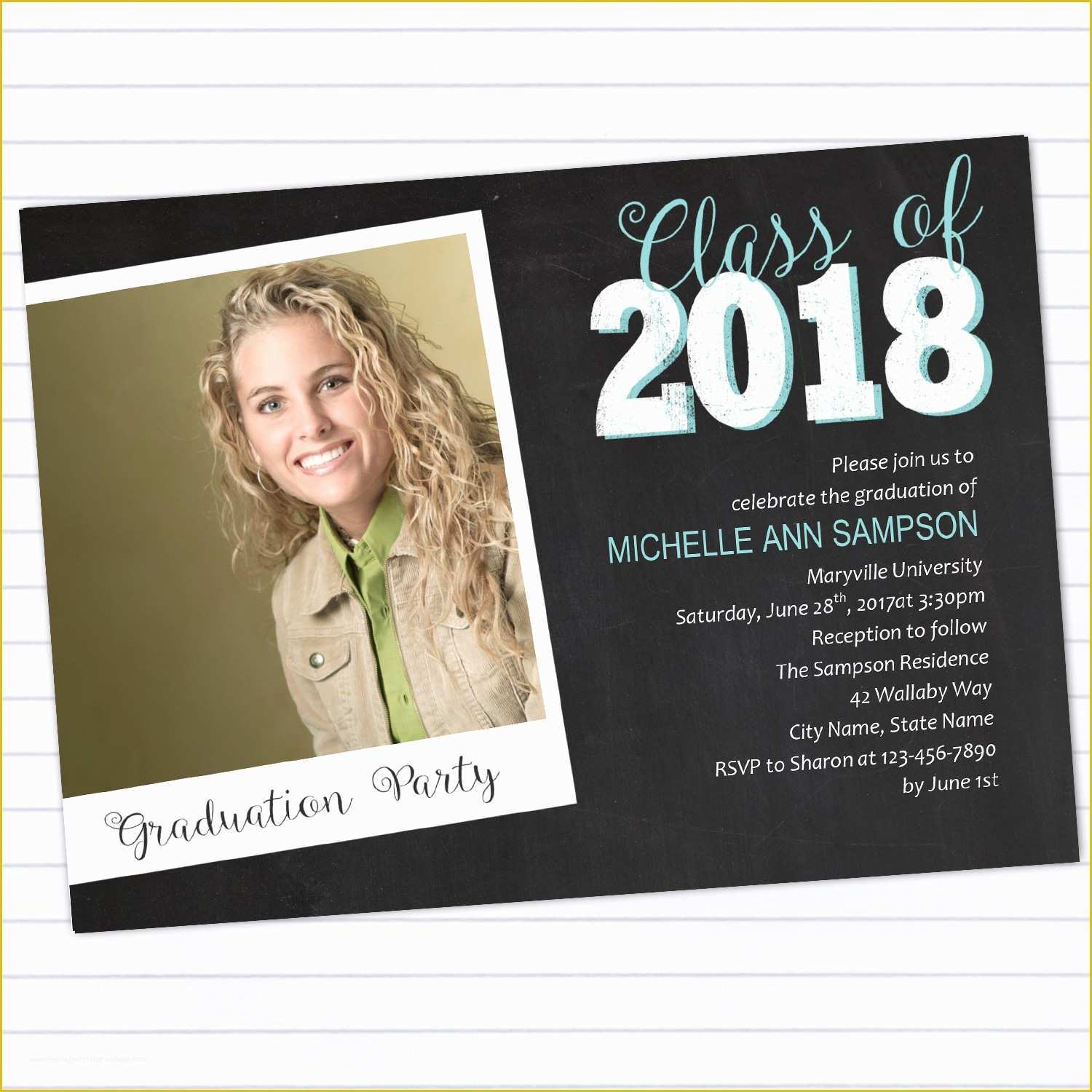 Free Graduation Announcements Templates Of Modern Chalkboard Graduation Party Invitation Template