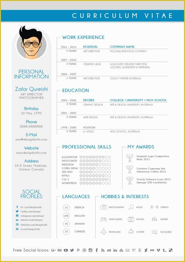 Free Graphic Design Resume Template Of Free Modern Cv Resume Design Template for Graphic