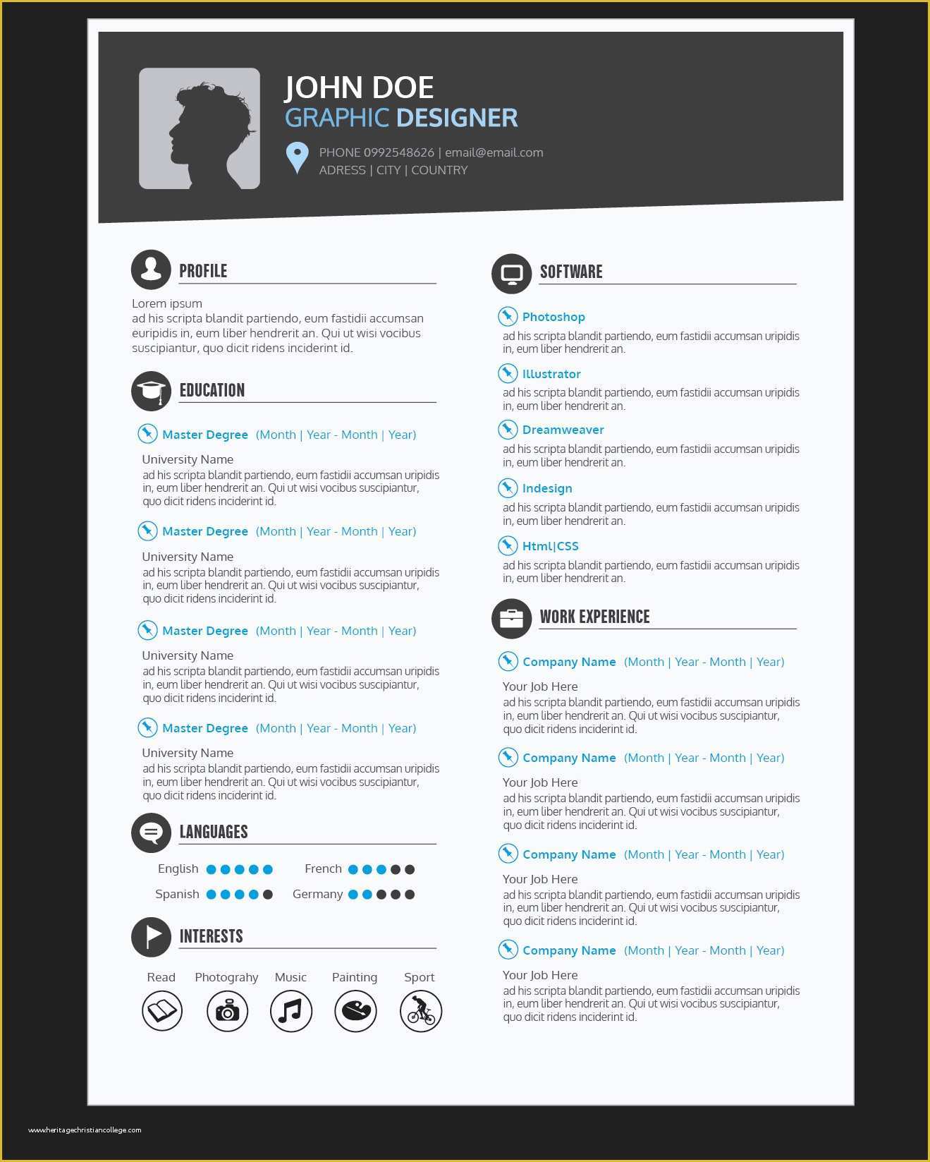 Free Graphic Design Resume Template Of Graphic Designer Resume Cv Vector