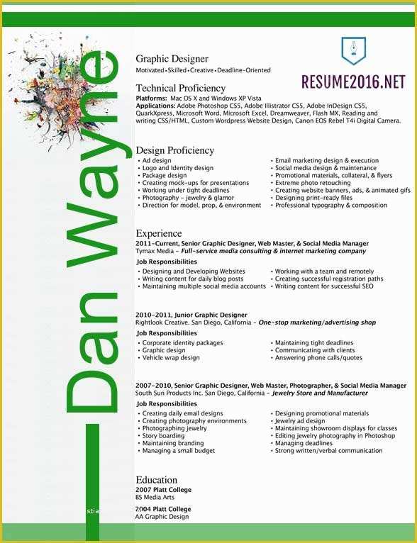 Free Graphic Design Resume Template Of Graphic Designer Resume Samples 2016