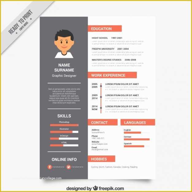 Free Graphic Design Resume Template Of Graphic Designer Resume Template Vector