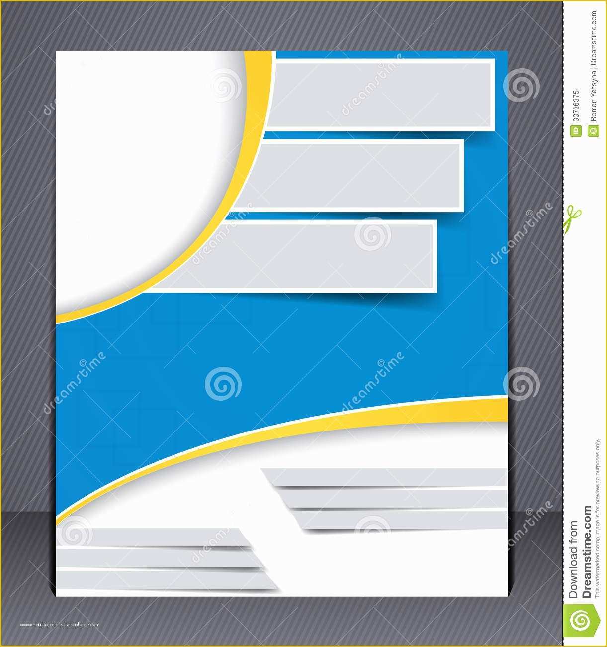 Free Handout Templates Of Brochure Design In Blue and Yellow Colors Stock Vector