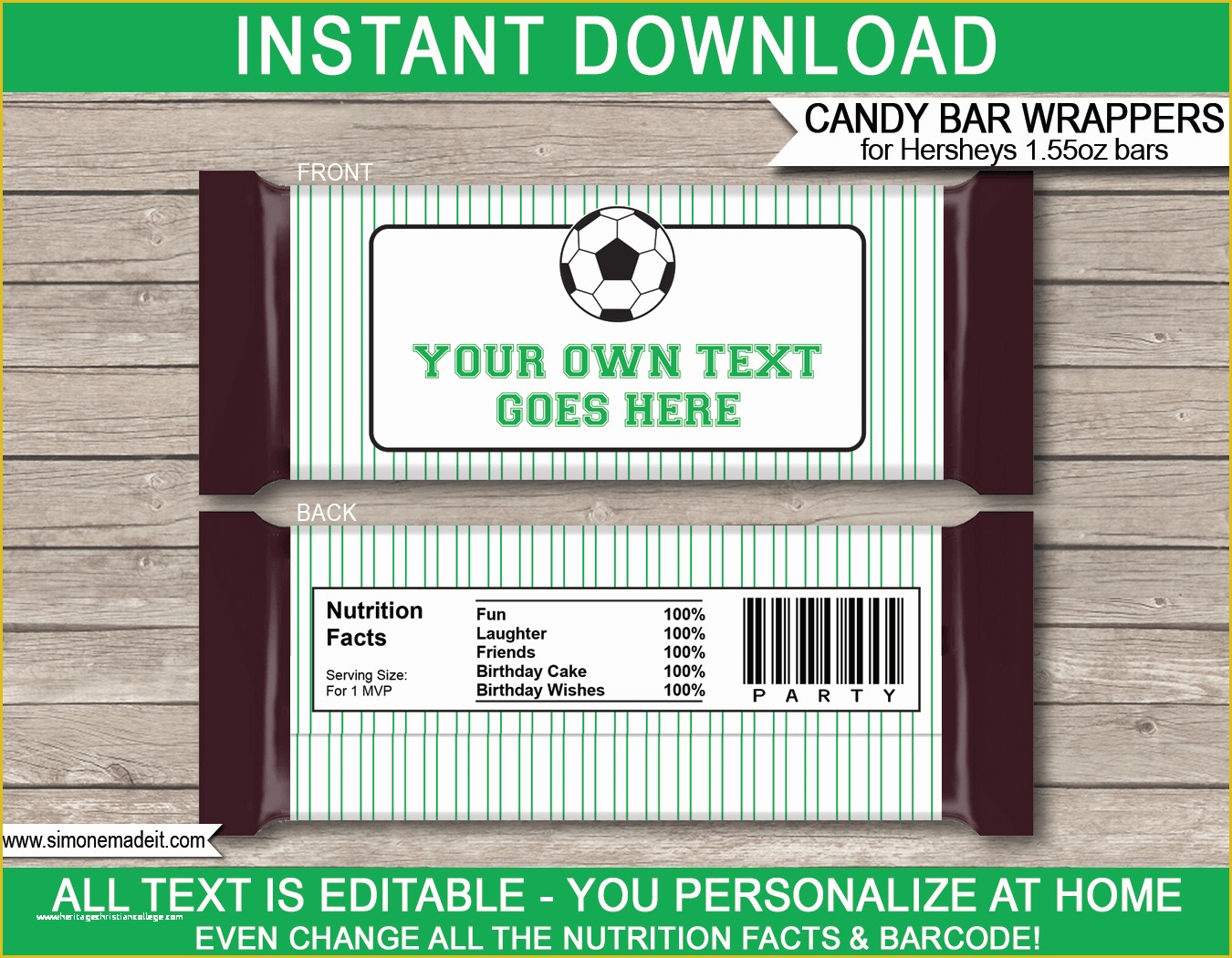 Free Hershey Bar Wrapper Template Of soccer Hershey Candy Bar Wrappers