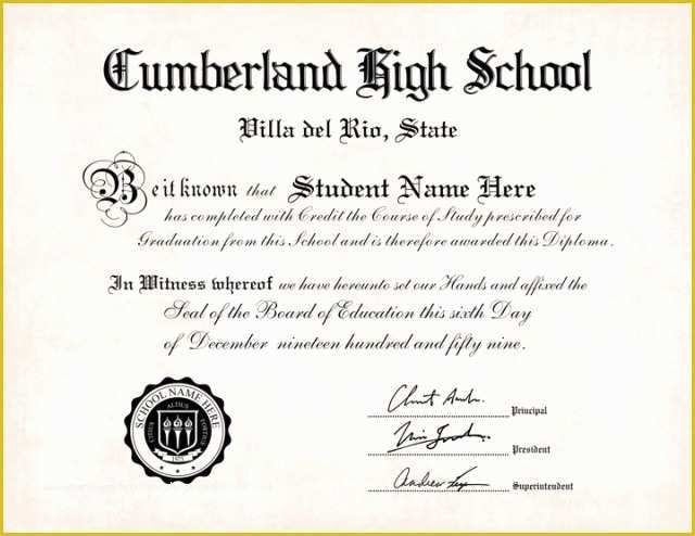 Free High School Diploma Templates Of 35 High School Diploma Template Printables [free]