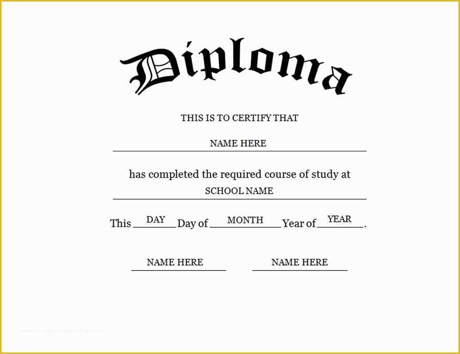 Free High School Diploma Templates Of Blank High School Diploma Template Free Printables