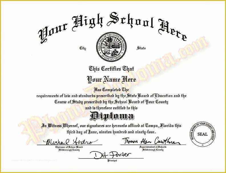 Free High School Diploma Templates Of High School Diploma Template