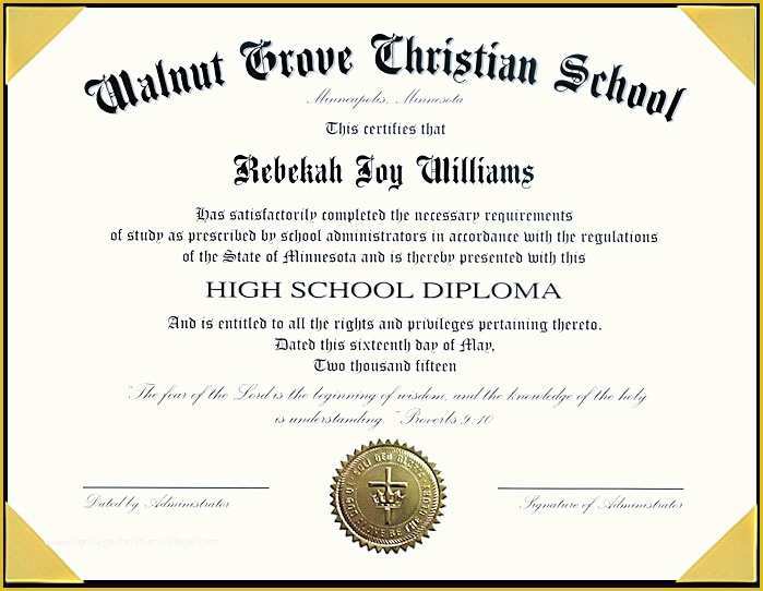 Free High School Diploma Templates Of High School Diploma Template Printable Certificate