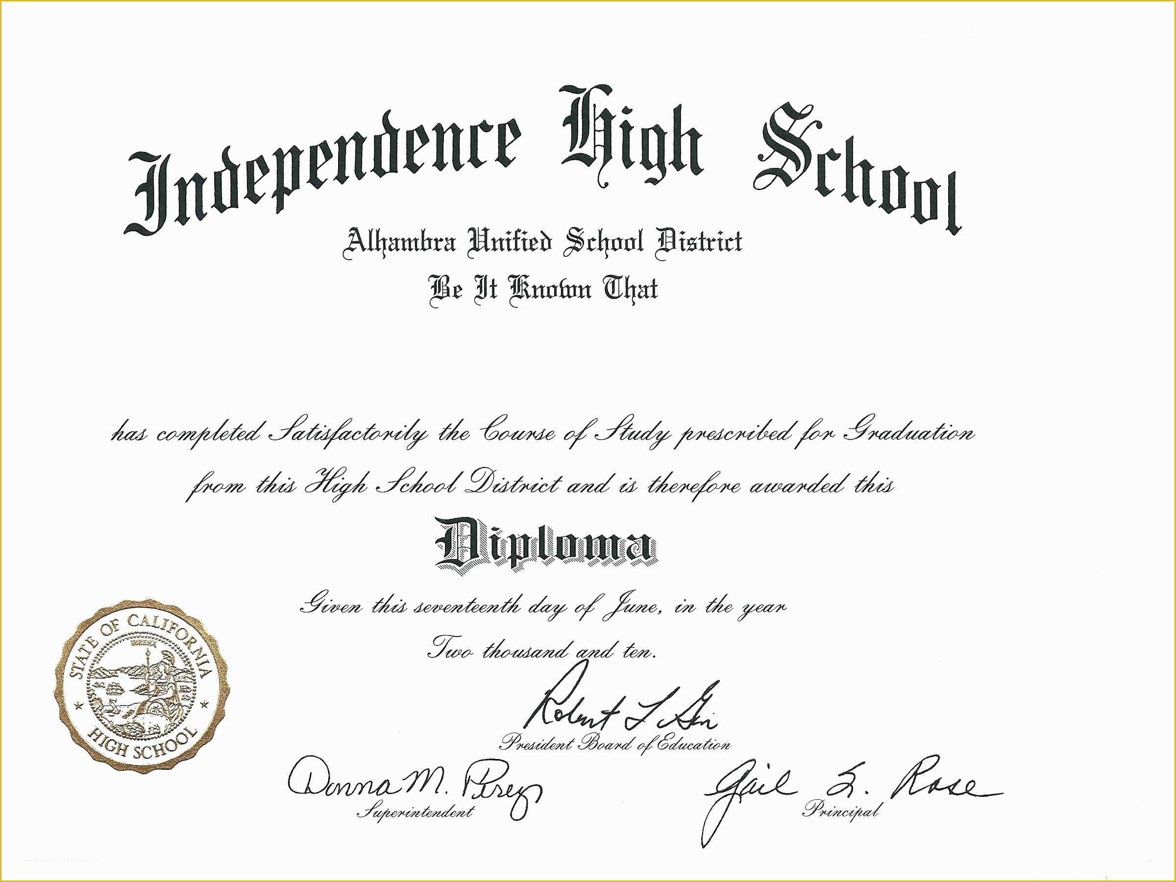Free High School Diploma Templates Of Template Blank High School Diploma Template