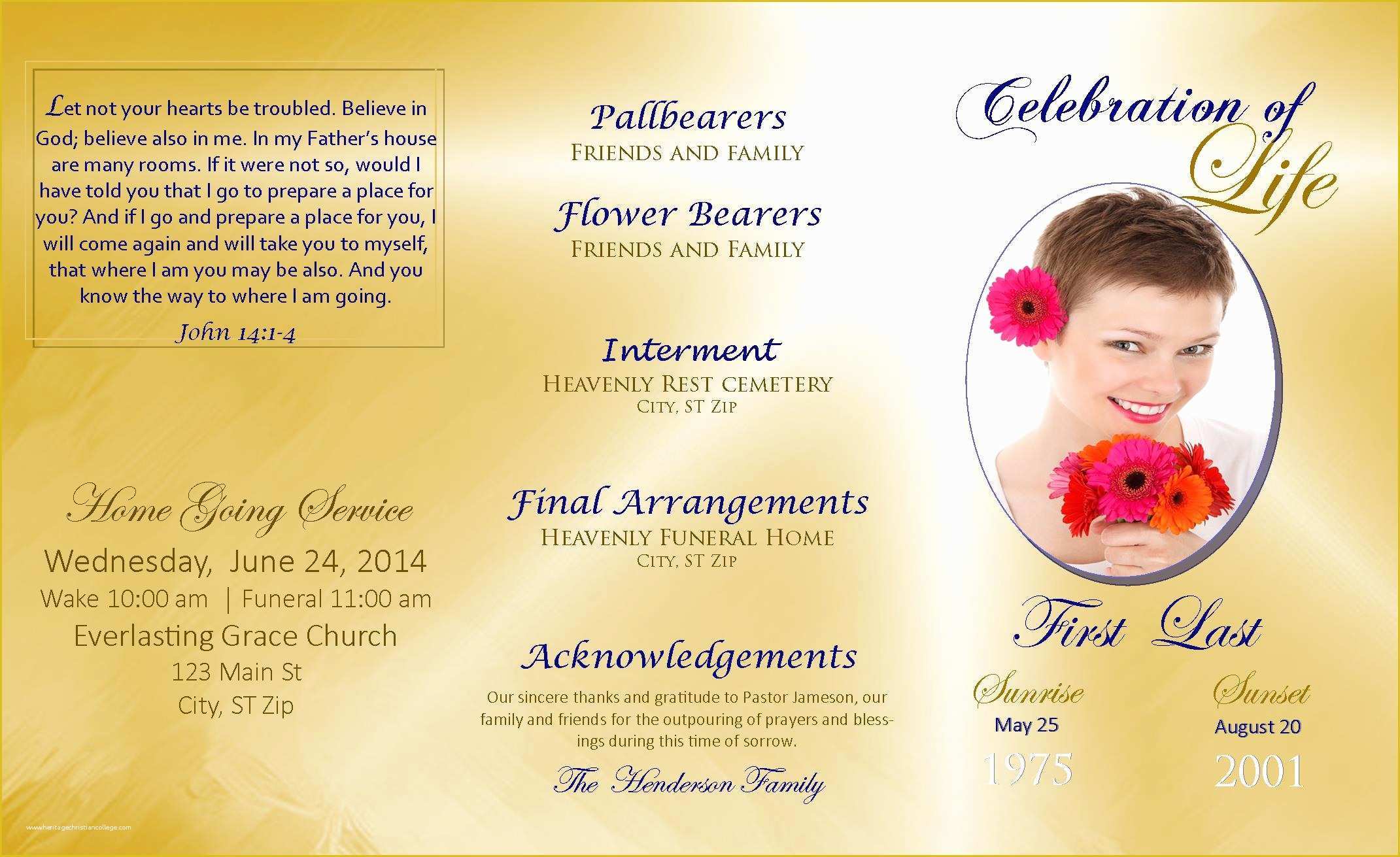 Free Homegoing Service Program Template Of Celebration Templates Christopherbathum