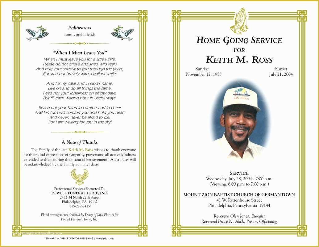 Free Homegoing Service Program Template Of Free Funeral Program Templates