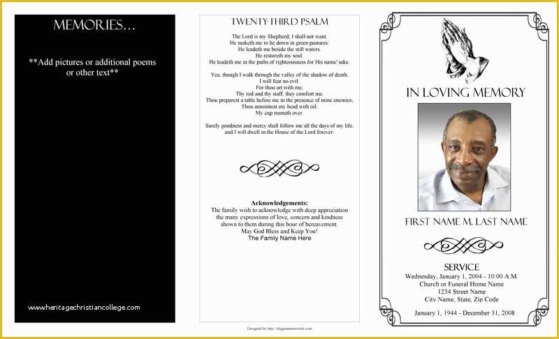 Free Homegoing Service Program Template Of Funeral Program Templates