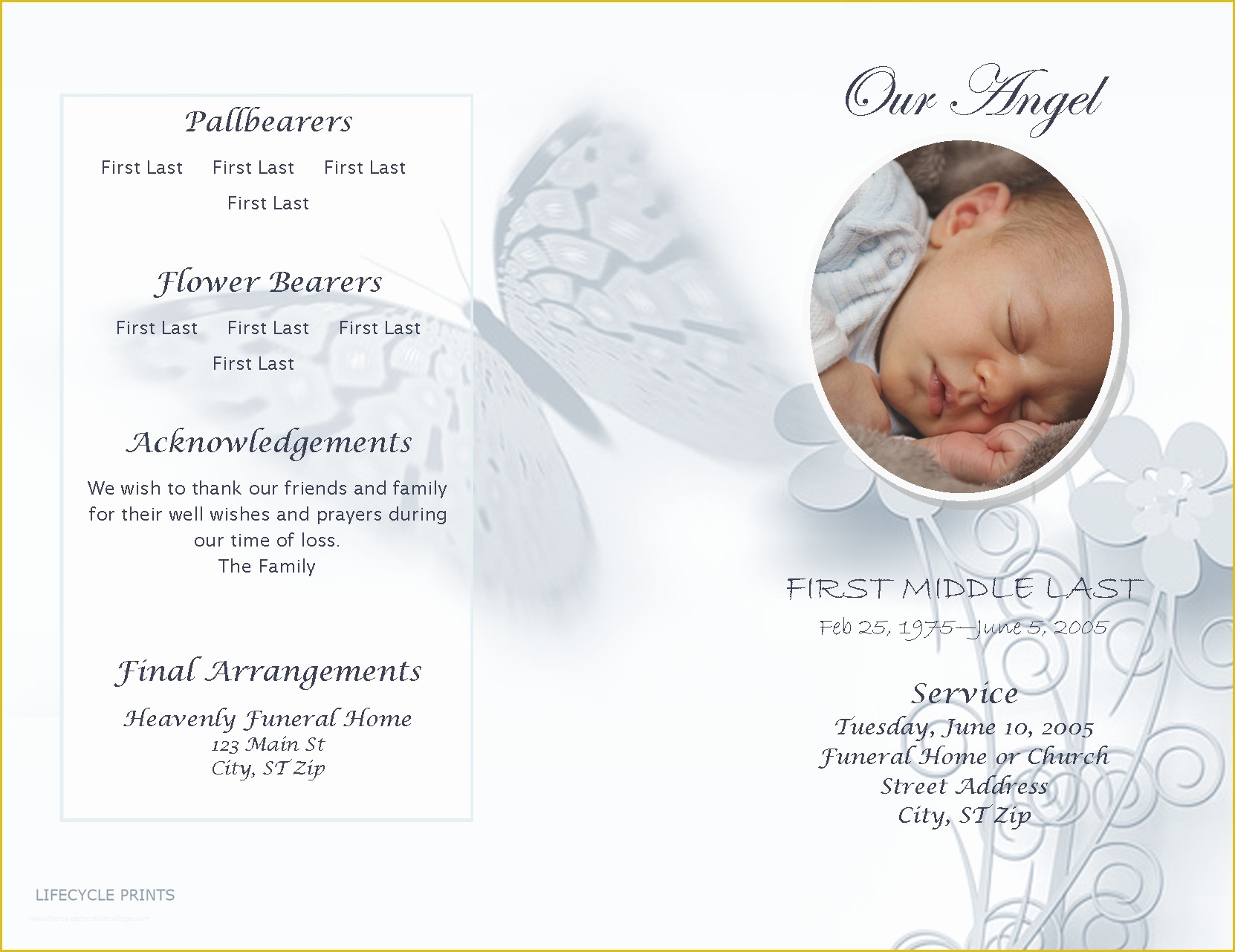 Free Homegoing Service Program Template Of Lifecycleprints Celebration Of Life &amp; Funeral Program