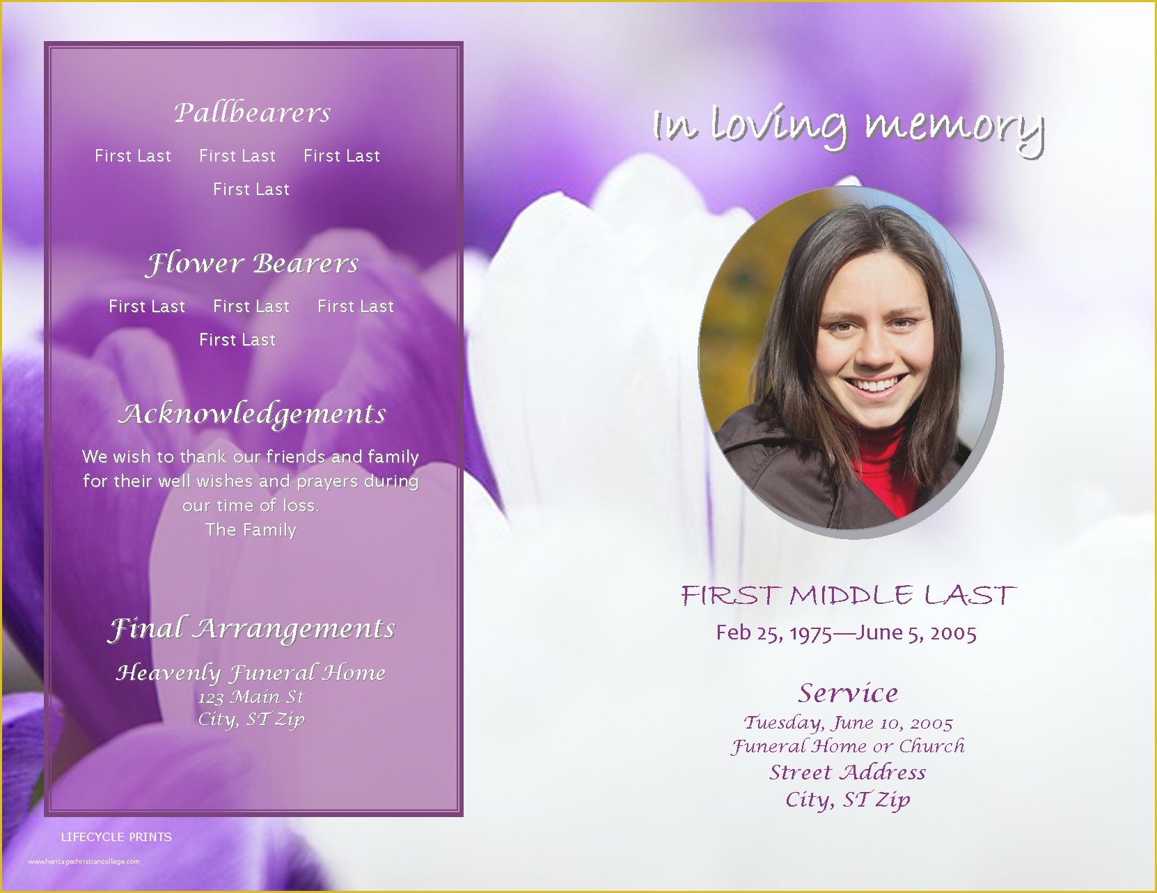 Free Homegoing Service Program Template Of Lifecycleprints Online Store
