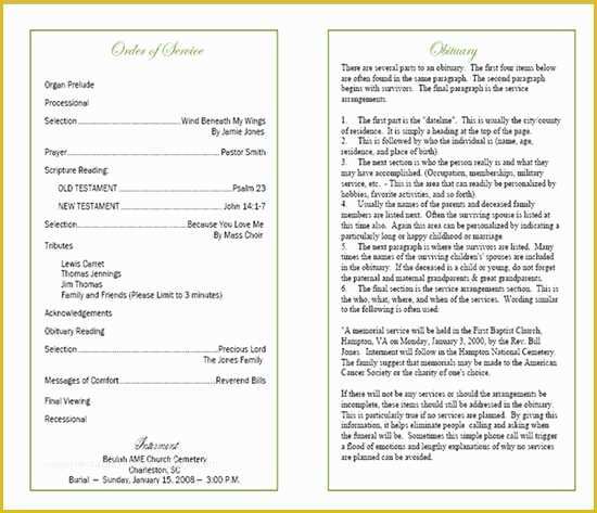 Free Homegoing Service Program Template Of Sample Funeral Program