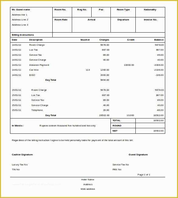 Hotel Receipt Template Pdf Forzambiconsultingltdcom