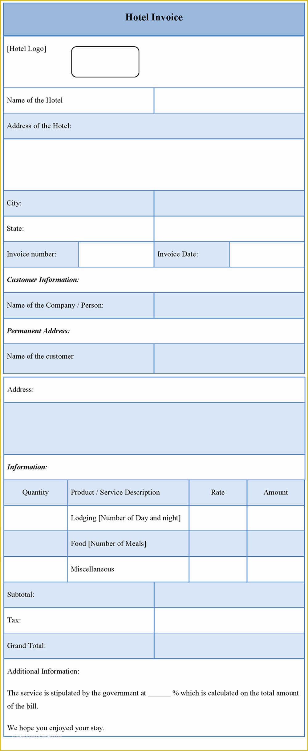 Free Hotel Receipt Template Of 5 Best Of Sample Catering Invoice Template Free