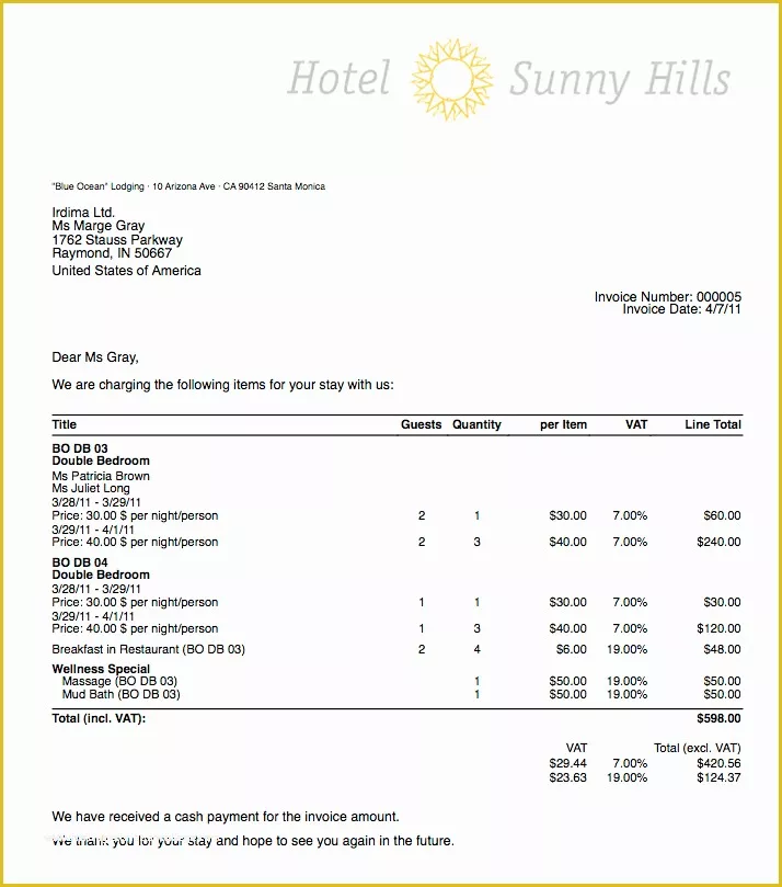 Free Hotel Receipt Template Of 6 Hotel Receipt Template