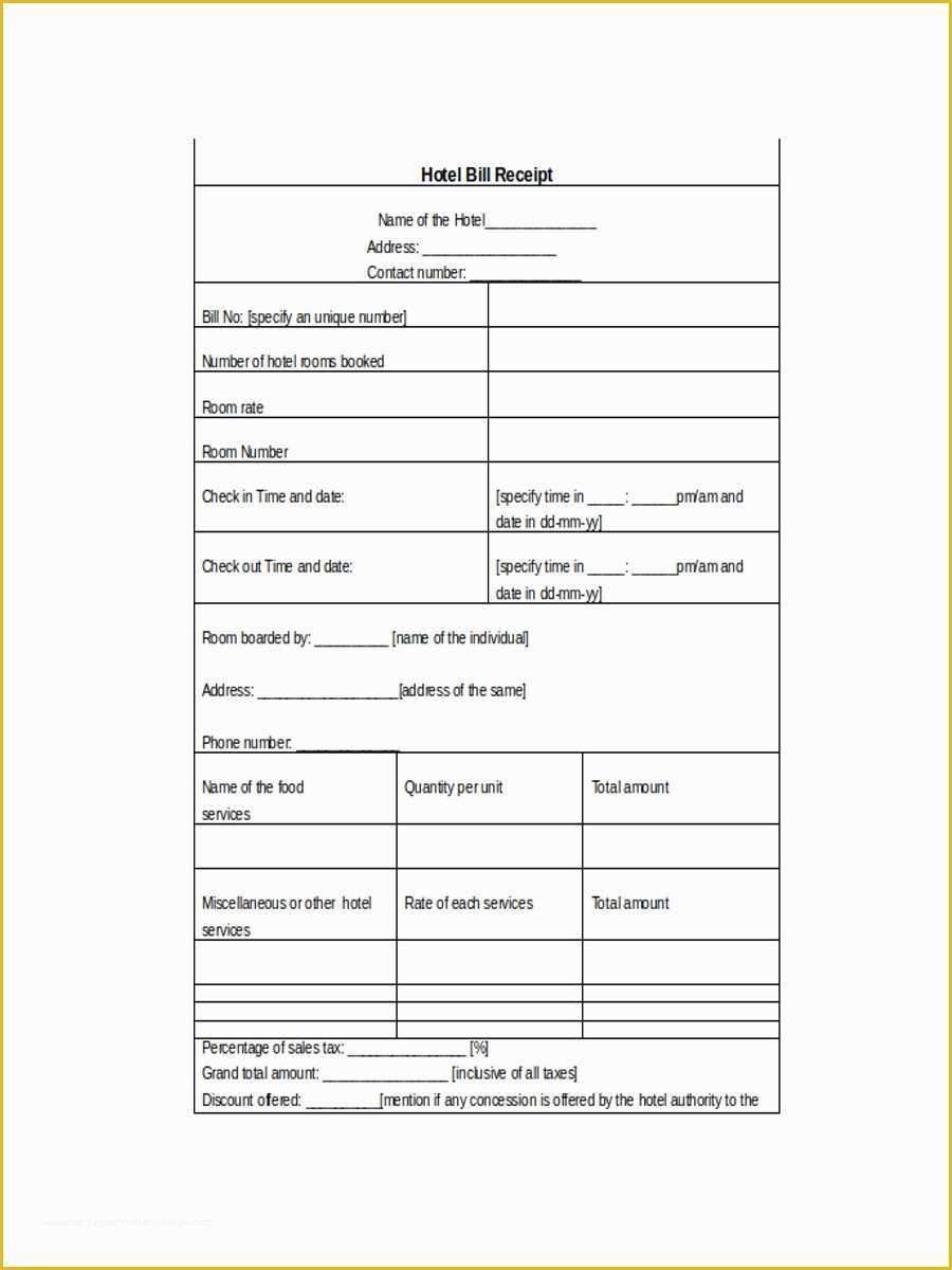 Free Hotel Receipt Template Of 8 Hotel Receipt Examples & Samples Pdf Word Pages