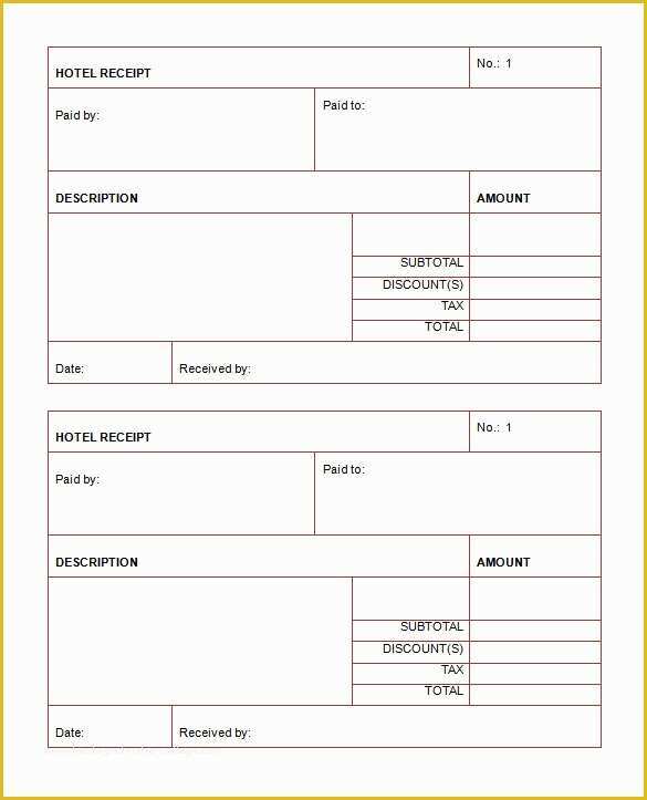 Free Hotel Receipt Template Of Blank Receipt Template – 20 Free Word Excel Pdf Vector