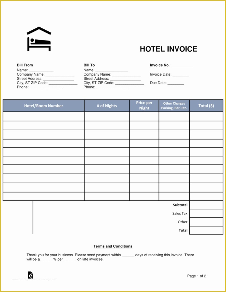 Free Hotel Receipt Template Of Free Hotel Invoice Receipt Template Word