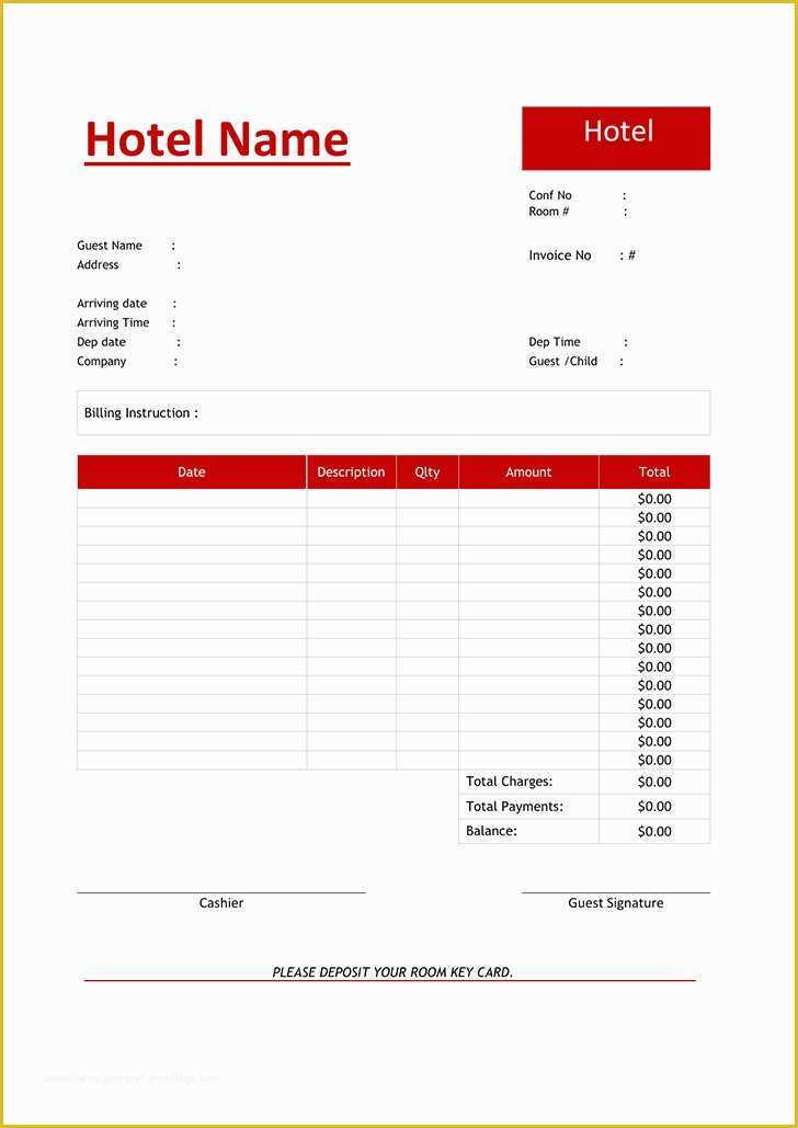 Free Hotel Receipt Template Of Free Hotel Receipt Template format