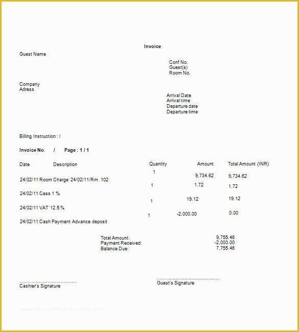 Free Hotel Receipt Template Of Hotel Invoice Template 17 Free Word Excel Pdf format