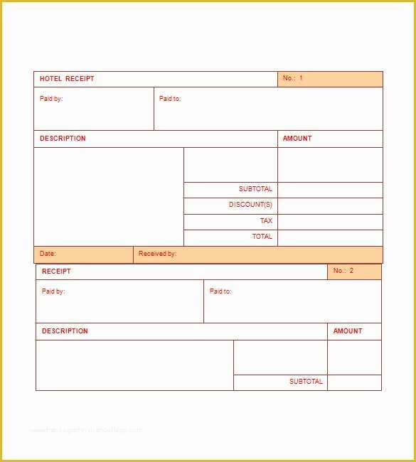 Free Hotel Receipt Template Of Hotel Invoice Template 17 Free Word Excel Pdf format