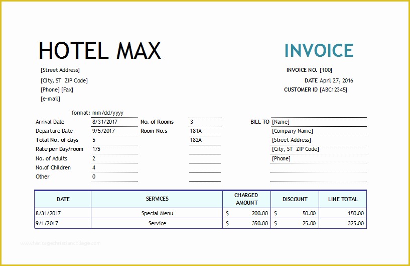 Free Hotel Receipt Template Of Hotel Invoice Template