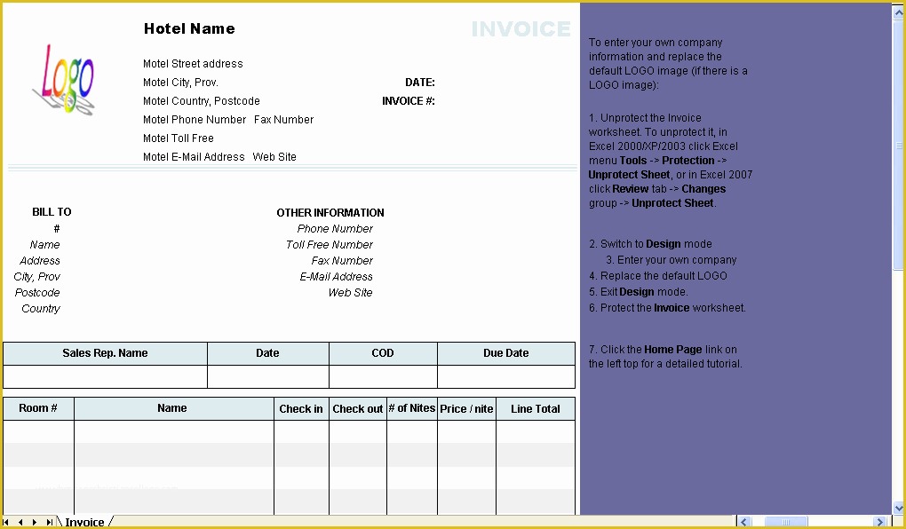 Free Hotel Receipt Template Of Hotel Invoice Template Uniform Invoice software