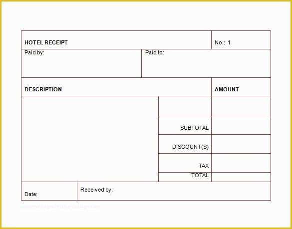 Free Hotel Receipt Template Of Hotel Receipt Template – 12 Free Word Excel Pdf format