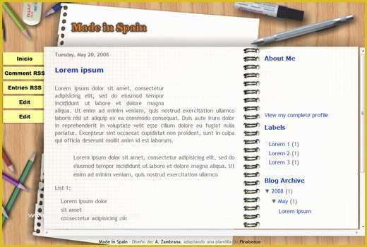 Free HTML Blog Templates Of Blogger Templates Free