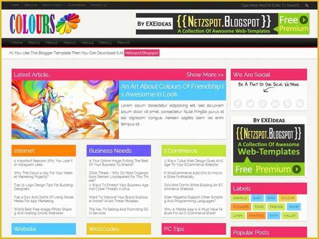 Free HTML Blog Templates Of Colours A Free Premium Responsive Blogger Template