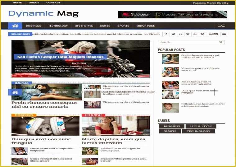Free HTML Blog Templates Of Dynamic Mag Responsive Blogger Template Free Download