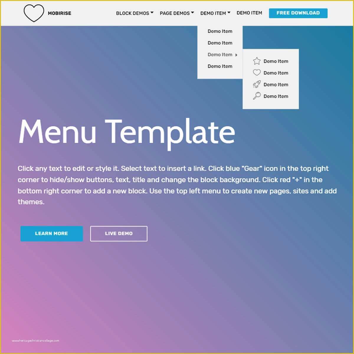 Free HTML Blog Templates Of Free HTML Bootstrap Menu Template