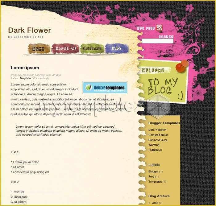 Free HTML Blog Templates Of Free Templates Blogger Templates Art &amp; Graphy Dark Flower