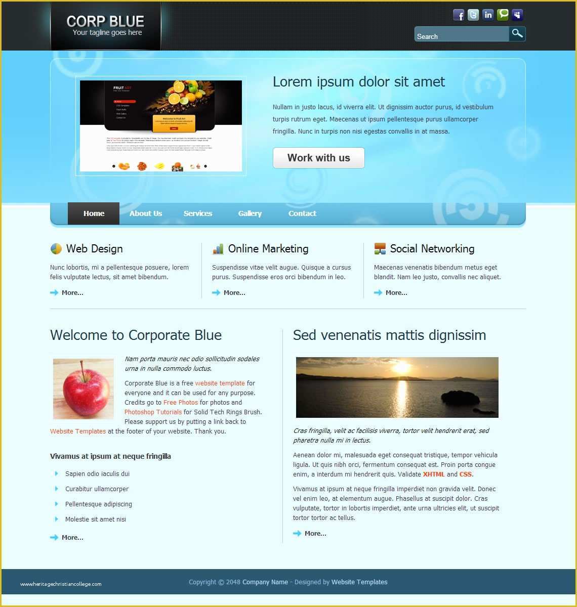 Free HTML Templates Of Corporate Blue Free Templates