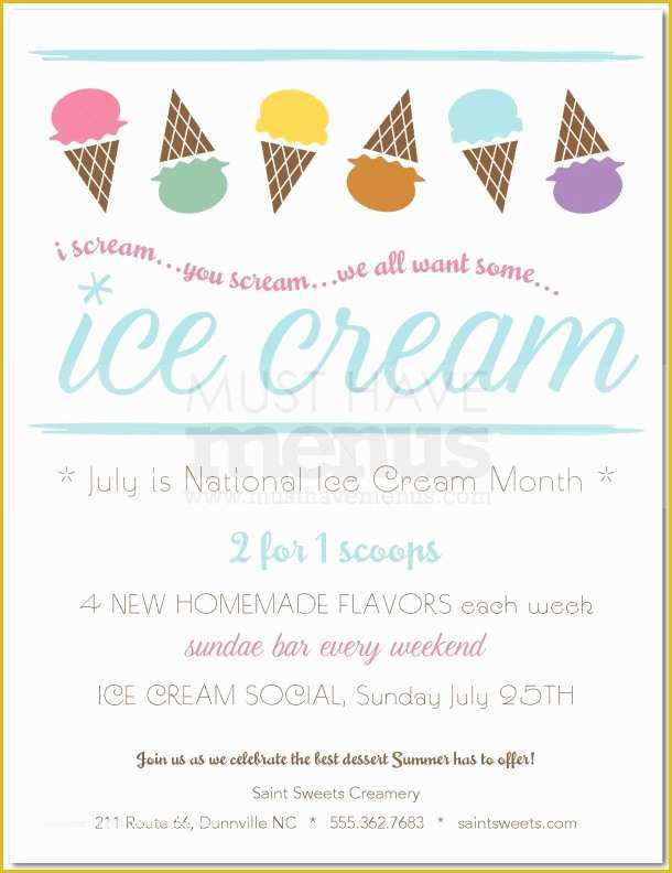 Free Ice Cream social Template Of Ice Cream social Flyer