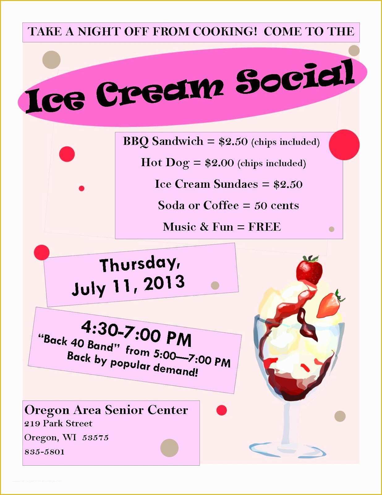 Free Ice Cream social Template Of oregon area Senior Center Council On Aging 07 01 2013
