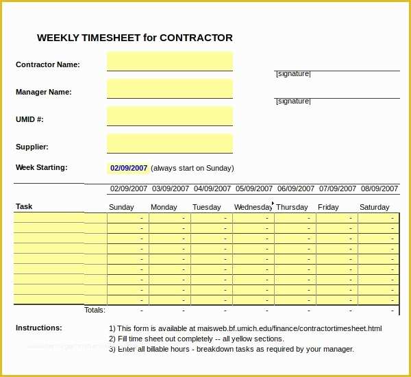 Free Independent Contractor Template Of 17 Contractor Timesheet Templates – Docs Word Pages