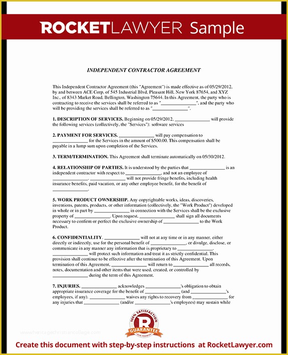 Free Independent Contractor Template Of Contractor Agreement Template