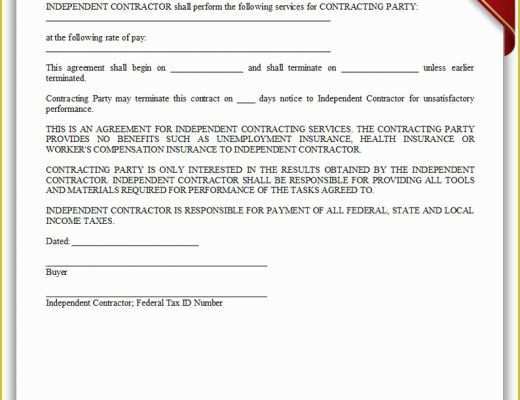 Free Independent Contractor Template Of Free Printable Independent Contractor Agreement Simple