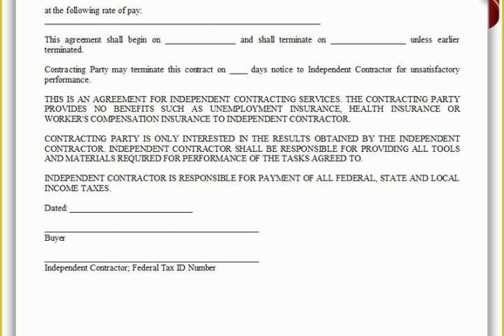 Free Independent Contractor Template Of Free Printable Independent Contractor Agreement Simple